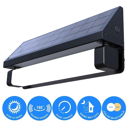 Eleding Solar 180 deg Black SMART Sensing Self-Contained Integrated Selectable LED Color Pathway Wall Light EL100771